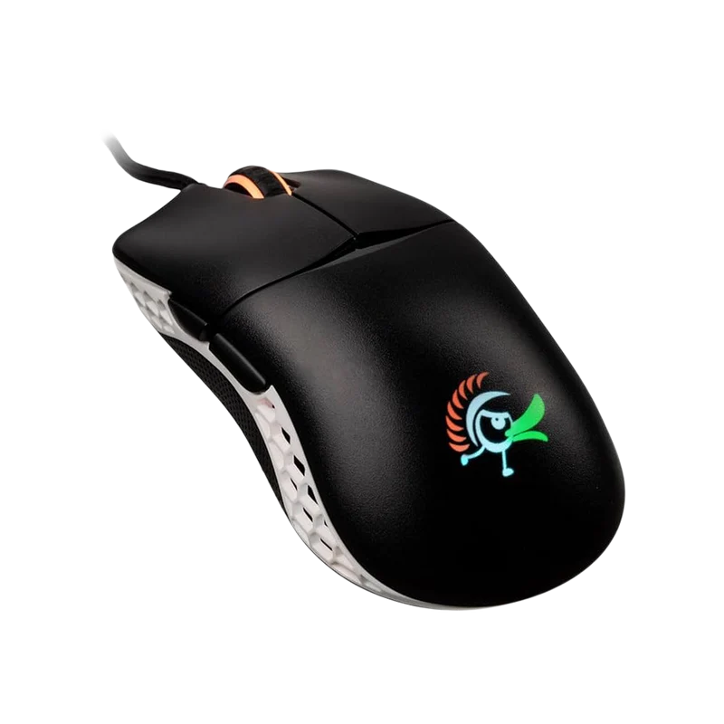 ماوس ألعاب خفيف الوزن داكي فيذر RGB سلكي، مفاتيح هوانو الزرقاء، باللون الأسود/الأبيض