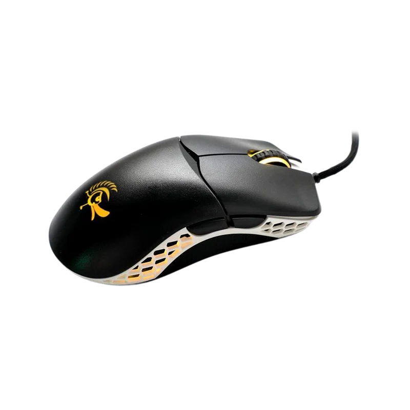 ماوس ألعاب خفيف الوزن داكي فيذر RGB سلكي، مفاتيح هوانو الزرقاء، باللون الأسود/الأبيض