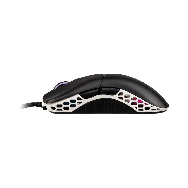 ماوس ألعاب خفيف الوزن داكي فيذر RGB سلكي، مفاتيح هوانو الزرقاء، باللون الأسود/الأبيض