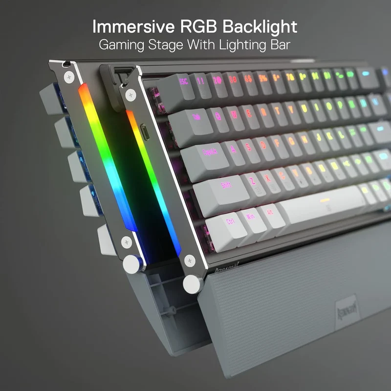 لوحة مفاتيح ألعاب ميكانيكية ريدراجون K641 برو بحجم 65% من الألومنيوم بإضاءة RGB - رمادي