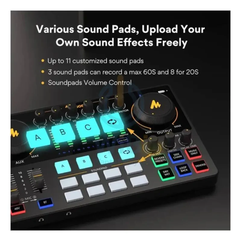 Maonocaster AME2A All-In-One Podcast Equipment Audio Interface Bundle with XLR Condenser Microphone - Black