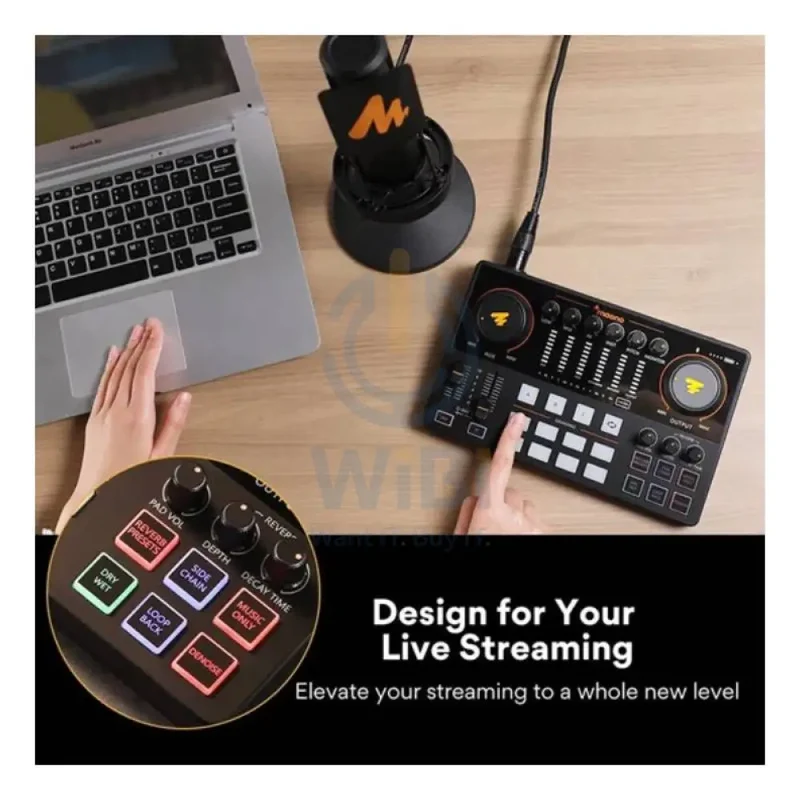 Maonocaster AME2A All-In-One Podcast Equipment Audio Interface Bundle with XLR Condenser Microphone - Black
