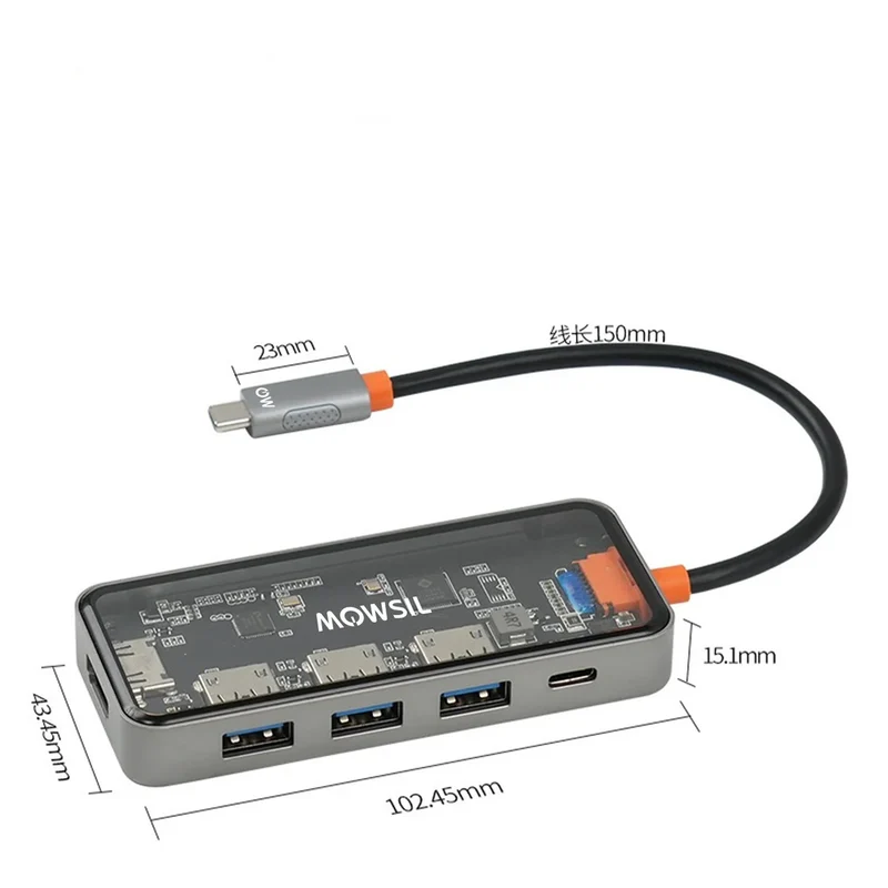 موزع موصيل 5 في 1 يو إس بي-C، مع HDMI، يو إس بي 3.0، تايب-C، وتوصيل الطاقة PD بقدرة 100 واط