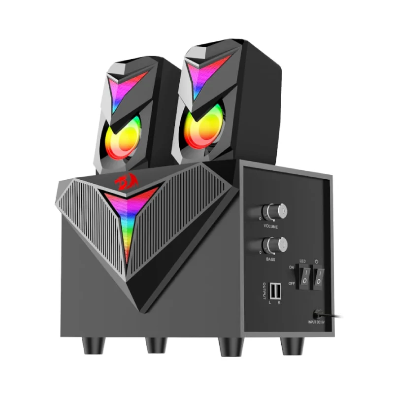 سماعات ألعاب ريدراجون 2.1 ساتلايت بإضاءة RGB - أسود