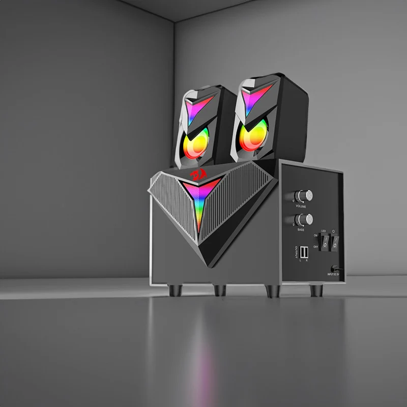 سماعات ألعاب ريدراجون 2.1 ساتلايت بإضاءة RGB - أسود