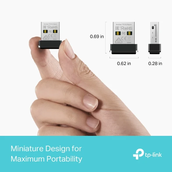 محول USB لاسلكي تي بي لينك آرتشر TX1U نانو، AX300، Wi-Fi 6
