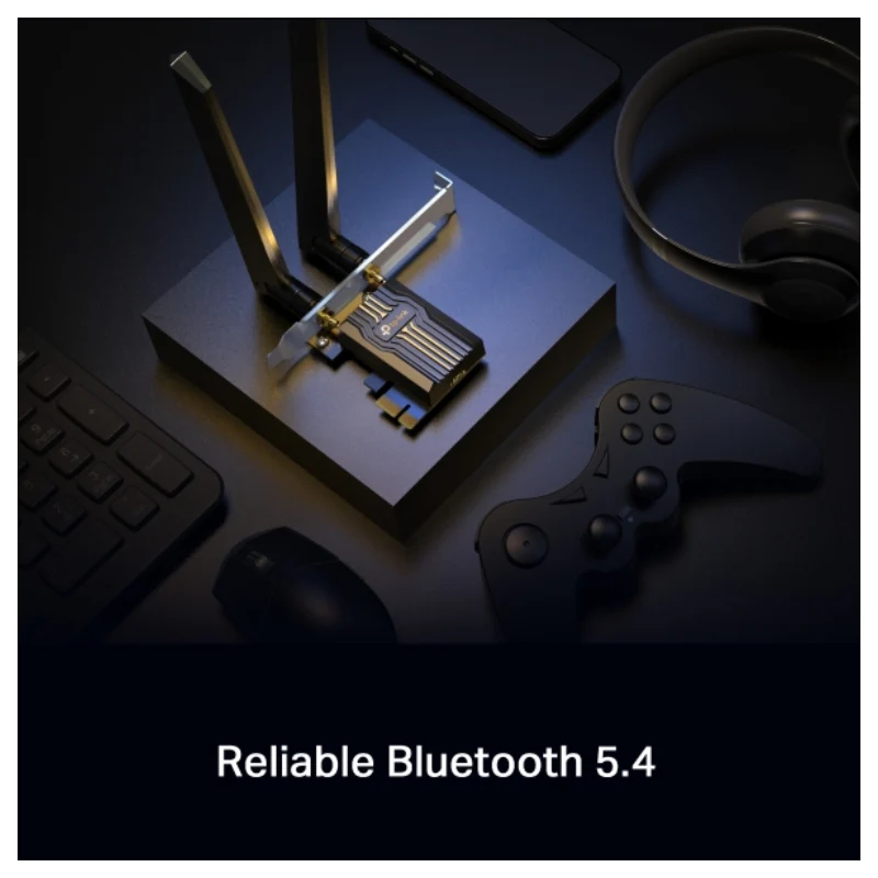 محول تي بي-لينك آرتشر TBE400E BE6500، واي فاي 7، بلوتوث 5.4، PCIe، بسرعة 2882 ميجابت في الثانية بتردد 5 جيجاهرتز، PCIe