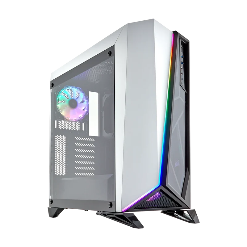 كيس كمبيوتر كورساير سبيك أوميغا كاربايد سيريز RGB ميد تاور، باللون الأبيض