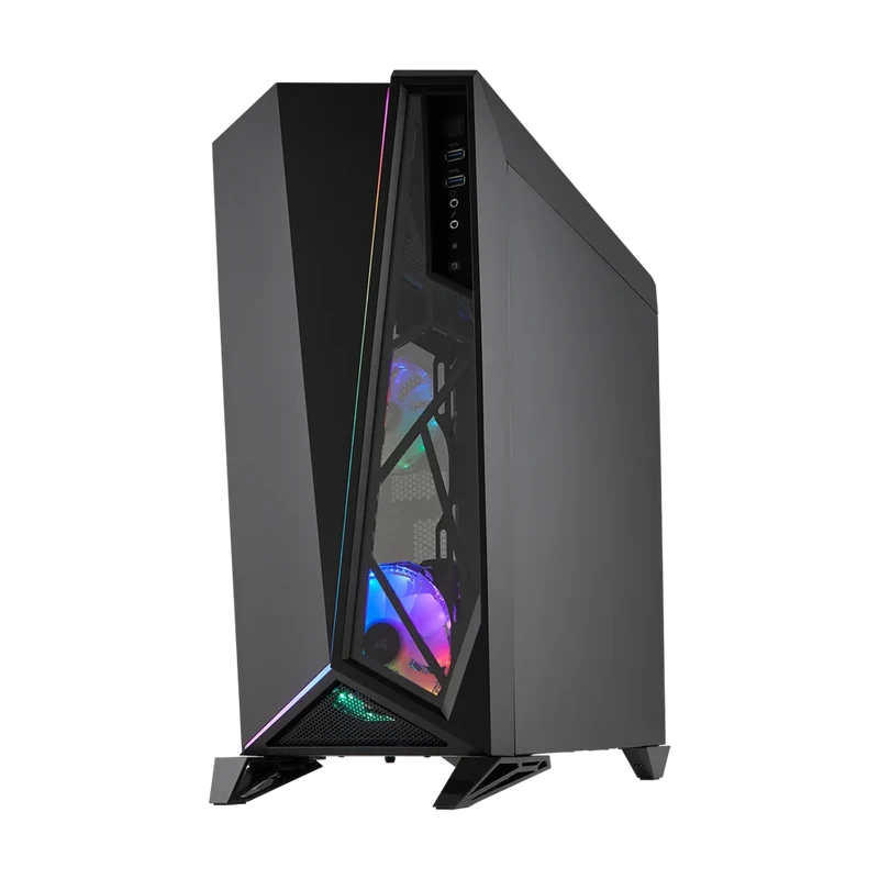 حافظة كورسير سبيك أوميجا سلسلة كاربايد RGB، تاور متوسط، باللون الأسود