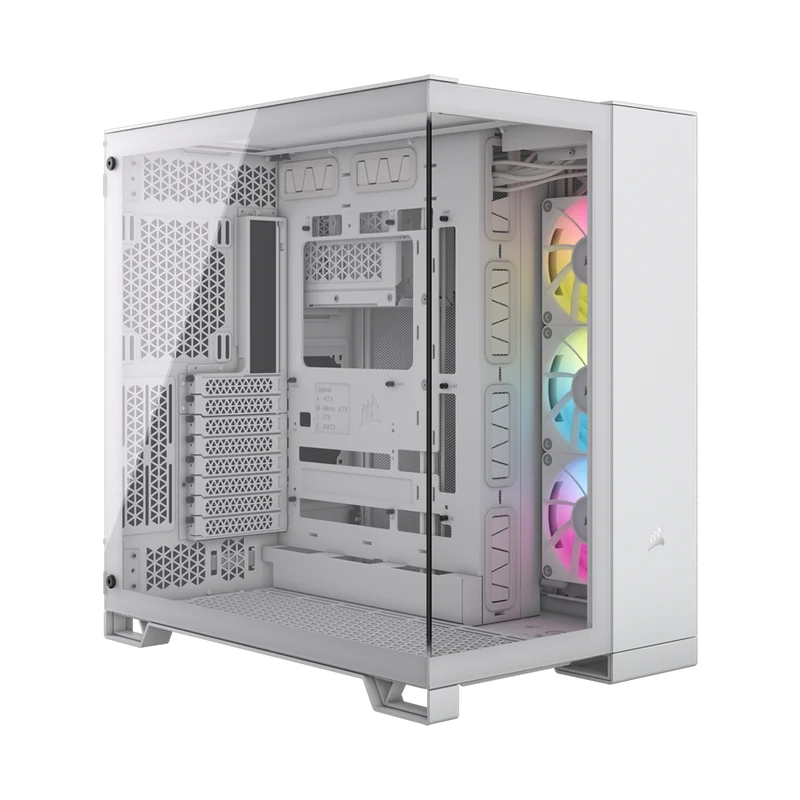 صندوق كمبيوتر كورسير iCUE لينك 6500X RGB متوسط الحجم - أبيض