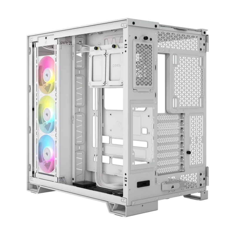 صندوق كمبيوتر كورسير iCUE لينك 6500X RGB متوسط الحجم - أبيض