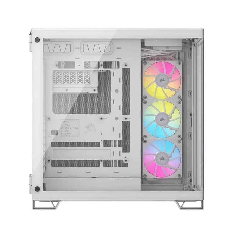 صندوق كمبيوتر كورسير iCUE لينك 6500X RGB متوسط الحجم - أبيض