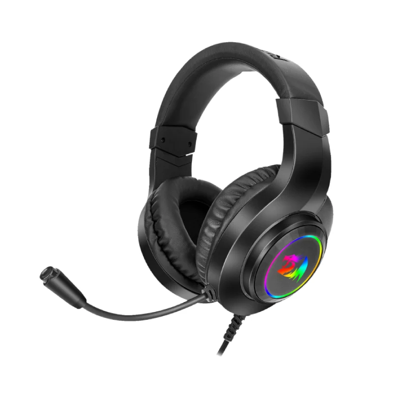 سماعة رأس ألعاب ريدراجون هايلاس RGB فوق الأذن، باللون الأسود