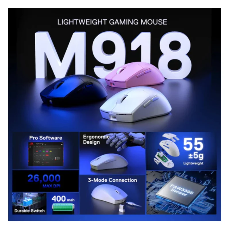 ريدراجون K1NG ماكس M918 برو، سلكي/بلوتوث، باللون الأسود