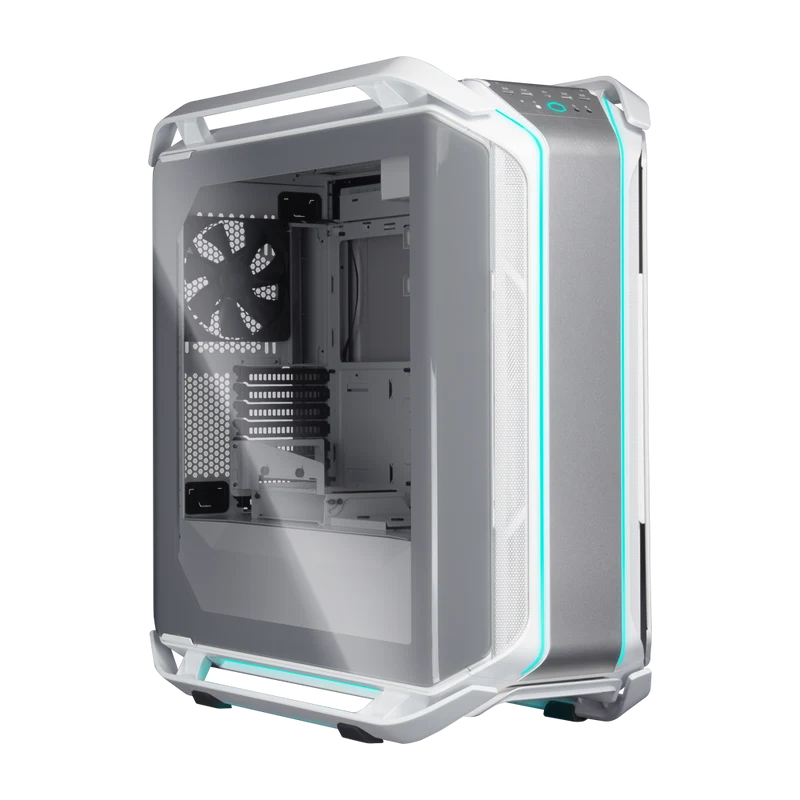 صندوق كمبيوتر كولر ماستر كوزموس C700M بالحجم الكامل ATX - فضي وأبيض