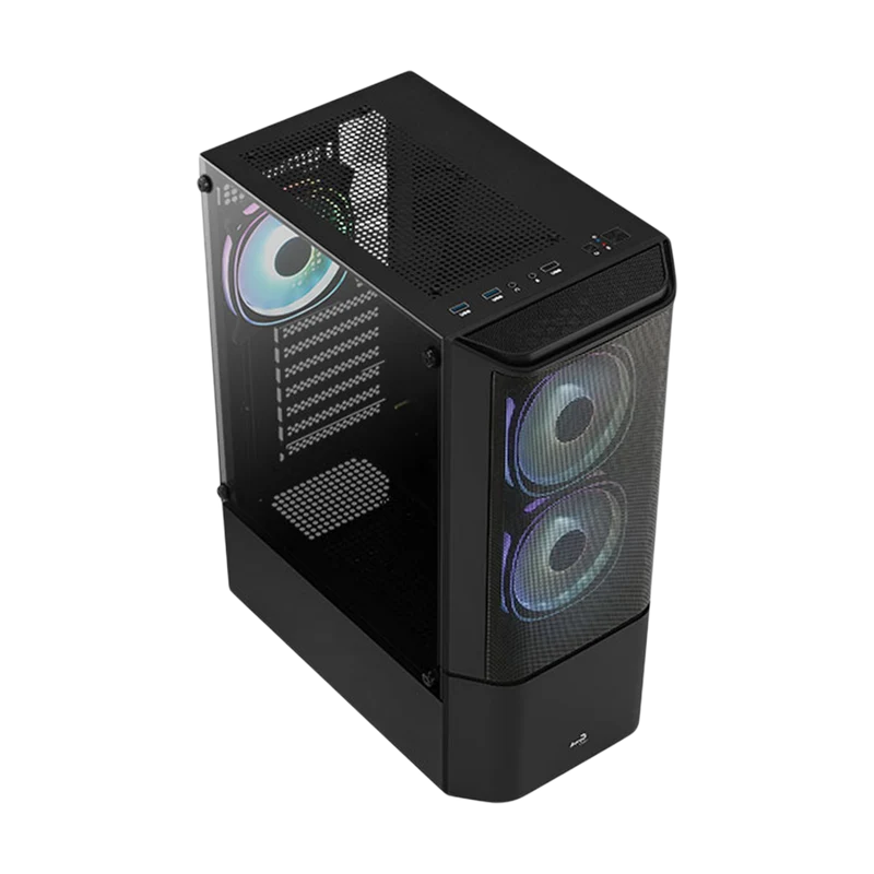 حافظة كمبيوتر إيروكول كوانتوم ميش V3 RGB تاور متوسط، أسود
