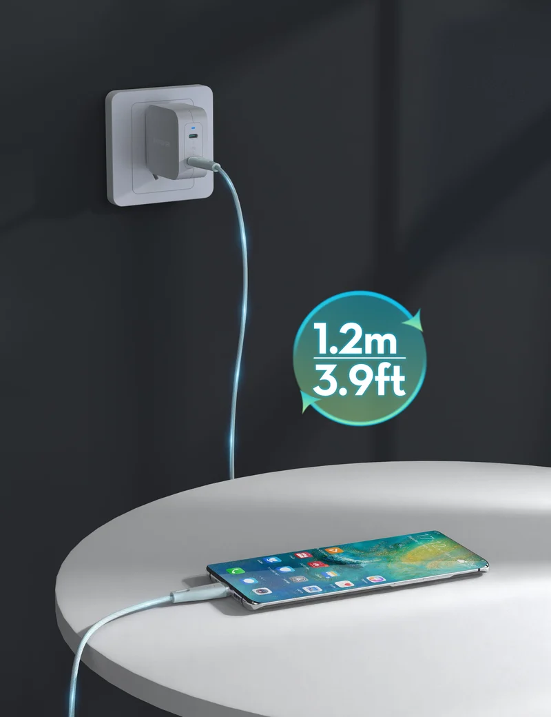 RAVPower RP-CB1037 USB-C Cable - 60W / 1.2 Meter / 3A / Light Blue