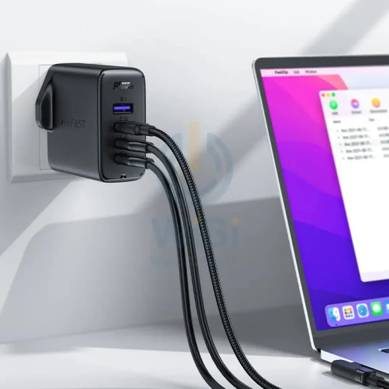 ACEFAST Fast Charge Wall Charger A40 PD100W GaN (3*USB-C+USB-A) charger set (UK) - Black