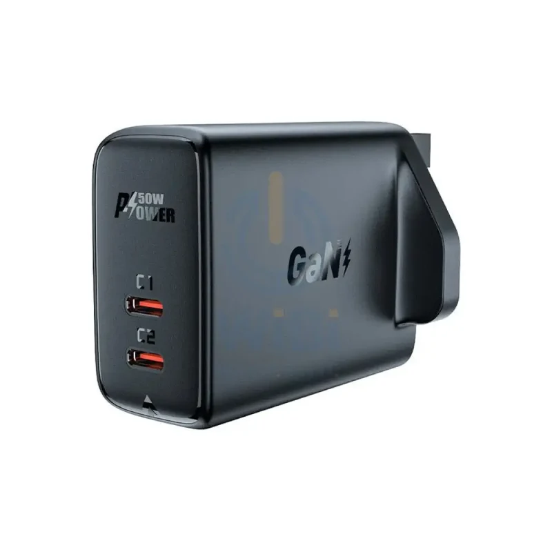 ACEFAST Fast Wall Charger A32 PD50W GaN (USB-C+USB-C) dual port charger (UK) - Black