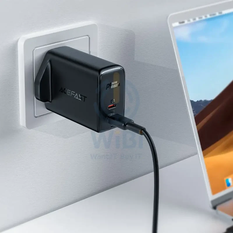 ACEFAST Fast Wall Charger A32 PD50W GaN (USB-C+USB-C) dual port charger (UK) - Black
