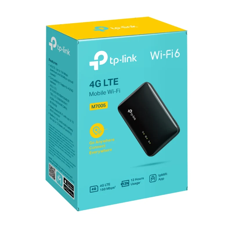 راوتر تي بي لينك M7005 موبايل واي فاي 4G LTE - 2.4 جيجاهرتز / أسود