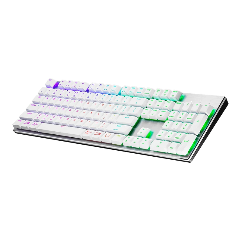 لوحة مفاتيح ميكانيكية لاسلكية كولر ماستر SK653 RGB، أبيض فضي