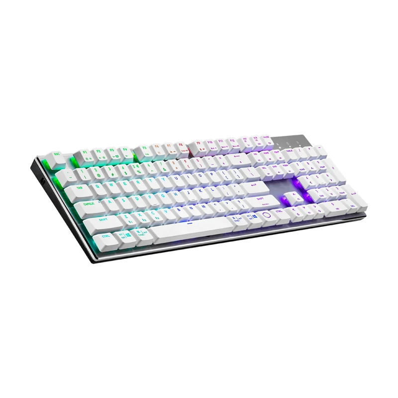 لوحة مفاتيح ميكانيكية لاسلكية كولر ماستر SK653 RGB، أبيض فضي