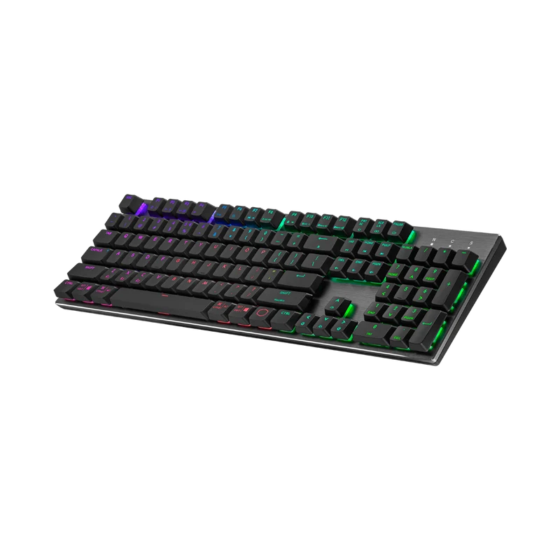 لوحة مفاتيح ميكانيكية منخفضة الارتفاع لاسلكية كولر ماستر SK653 بإضاءة RGB ومفاتيح حمراء، أسود