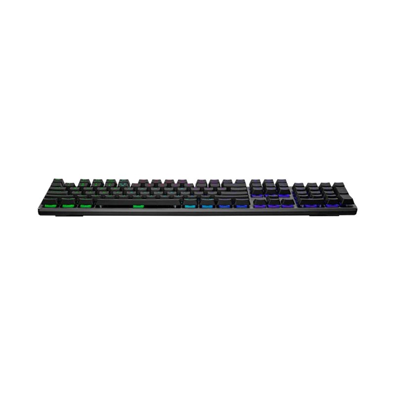 لوحة مفاتيح ميكانيكية منخفضة الارتفاع لاسلكية كولر ماستر SK653 بإضاءة RGB ومفاتيح حمراء، أسود