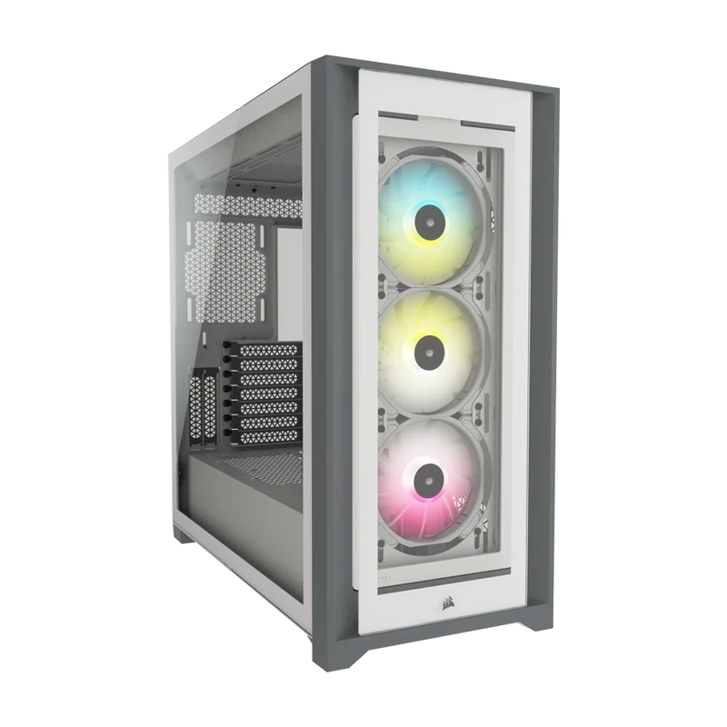 حافظة كمبيوتر كورسير iCUE 5000X RGB متوسطة البرج، باللون الأبيض
