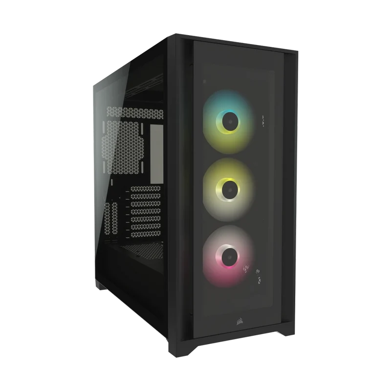 حافظة كمبيوتر كورسير آي كيو 5000X RGB تاور متوسط، باللون الأسود