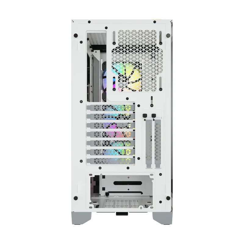 كيس كمبيوتر كورسير آي كيو 4000X RGB تاور متوسط، باللون الأبيض.