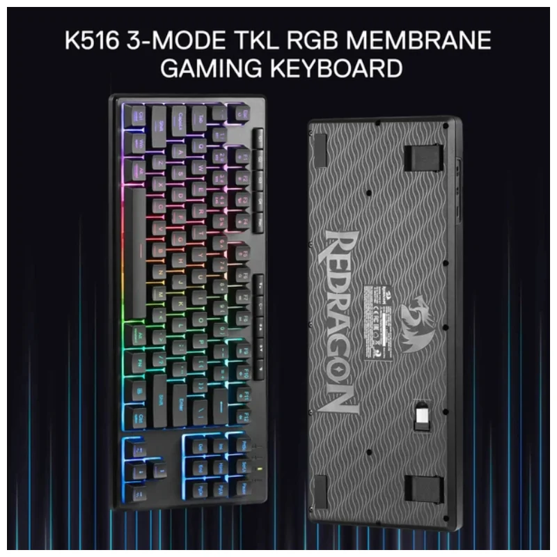لوحة مفاتيح ألعاب ريدراجون شيفا K516 برو - 87 مفتاحًا / لاسلكية/سلكية / أسود
