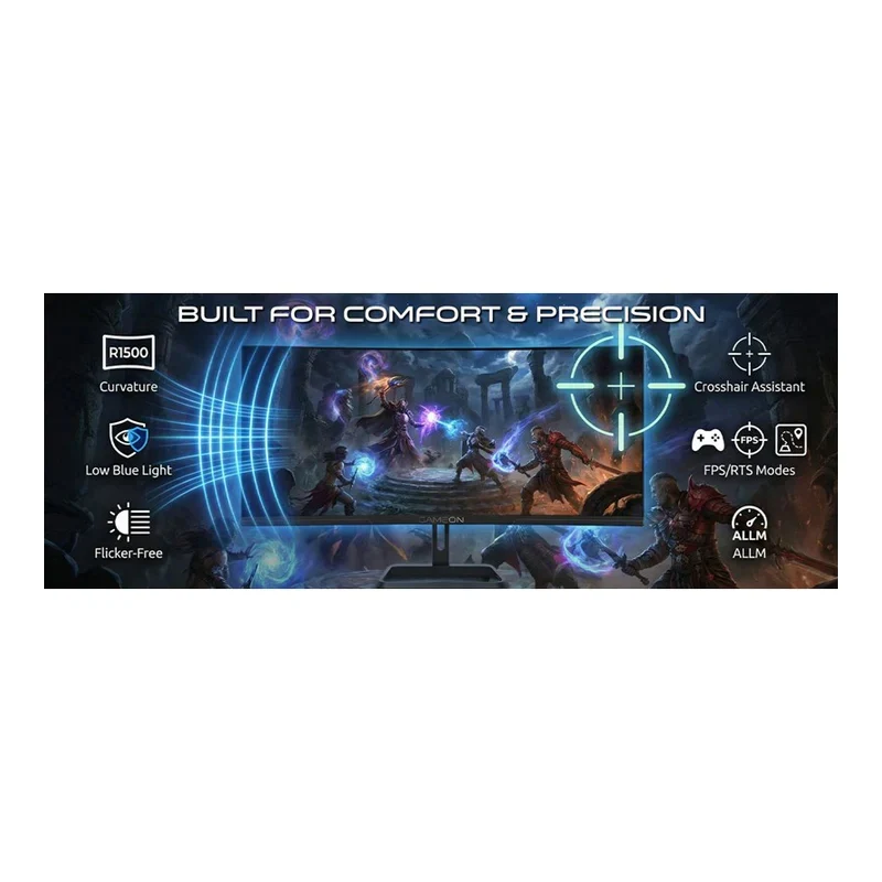 GameOn GOC34WQHD100VA Spectra Pro Series Gaming Monitor - 34" WQHD / 100Hz / 0.5ms / DisplayPort / HDMI / Audio Out - Black