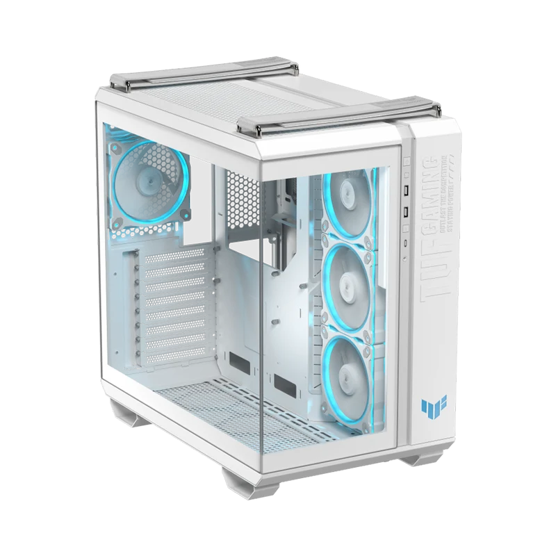 حافظة كمبيوتر أسوس TUF Gaming GT502 Horizon بانورامية ATX، باللون الأبيض