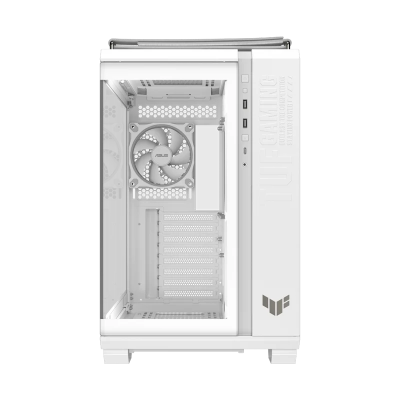 حافظة كمبيوتر أسوس TUF Gaming GT502 Horizon بانورامية ATX، باللون الأبيض