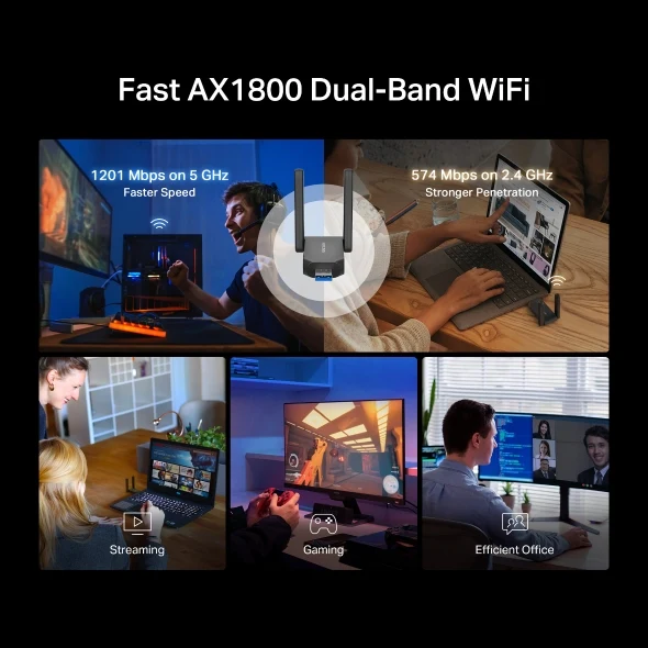 محول واي فاي USB ميركوسيس MA72XH، AX1800، ثنائي النطاق، كسب عالي