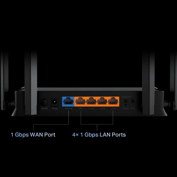 TP-Link (Archer BE220) BE3600 Dual-Band Wi-Fi 7 Router - 3.6 Gbps Dual-Band / WAN/LAN / Black