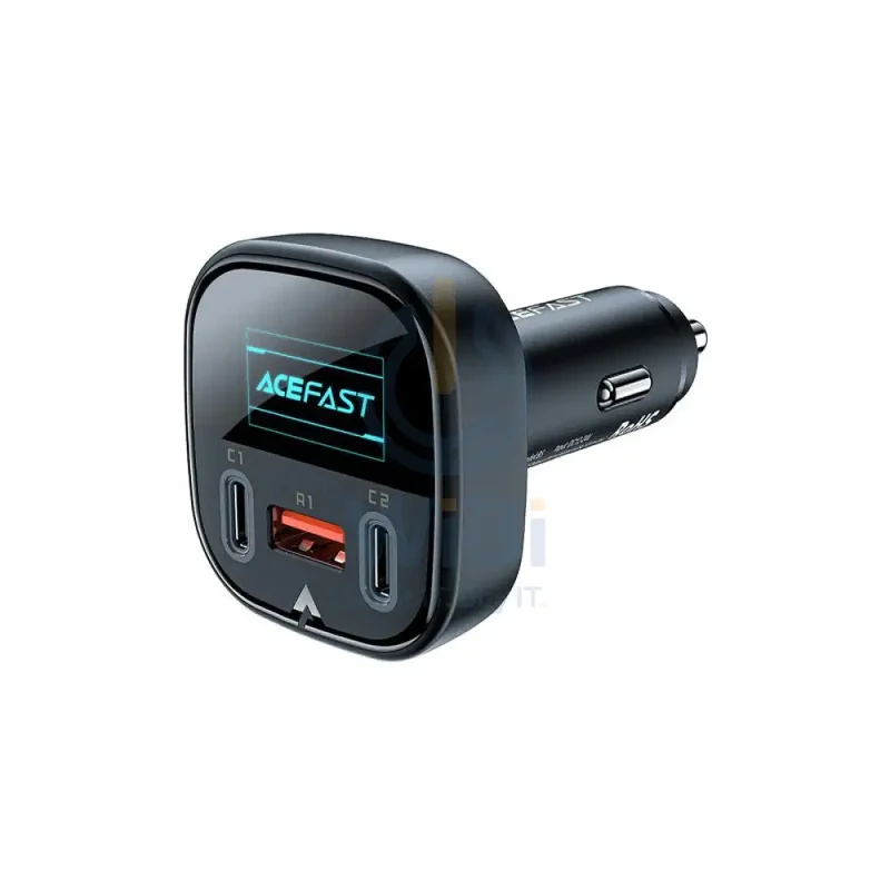 ACEFAST B5 101W (2C+A) metal car charger with OLED smart display - Black