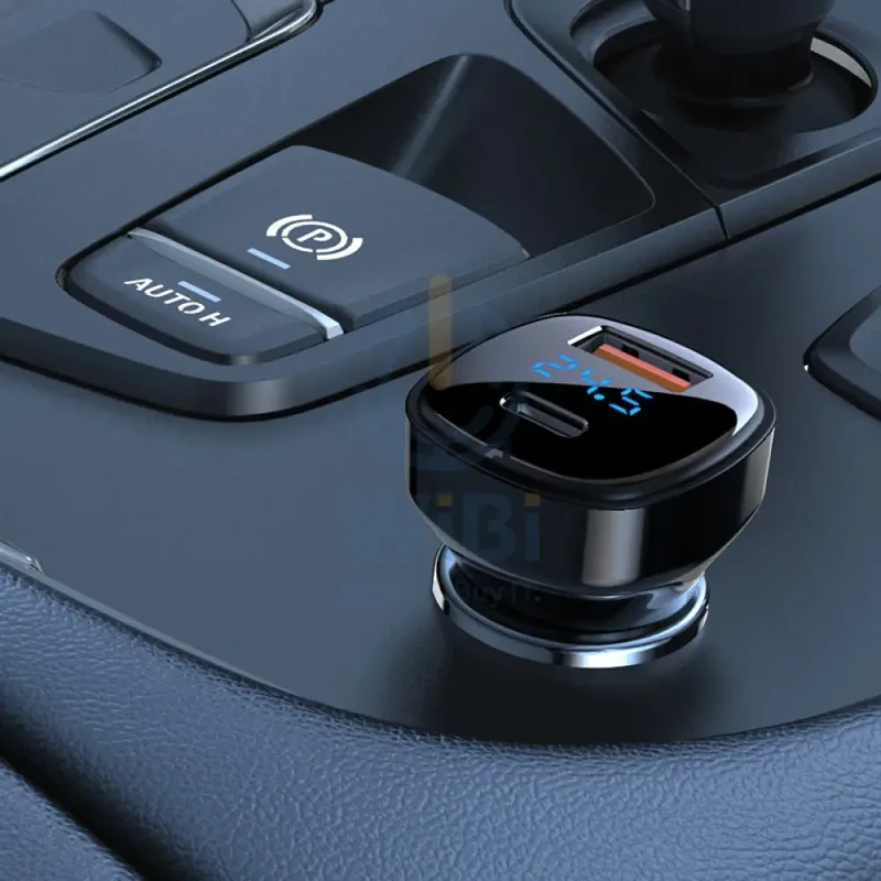 ACEFAST B4 digital display 66W(USB-C+USB-A) dual port car charger - Black