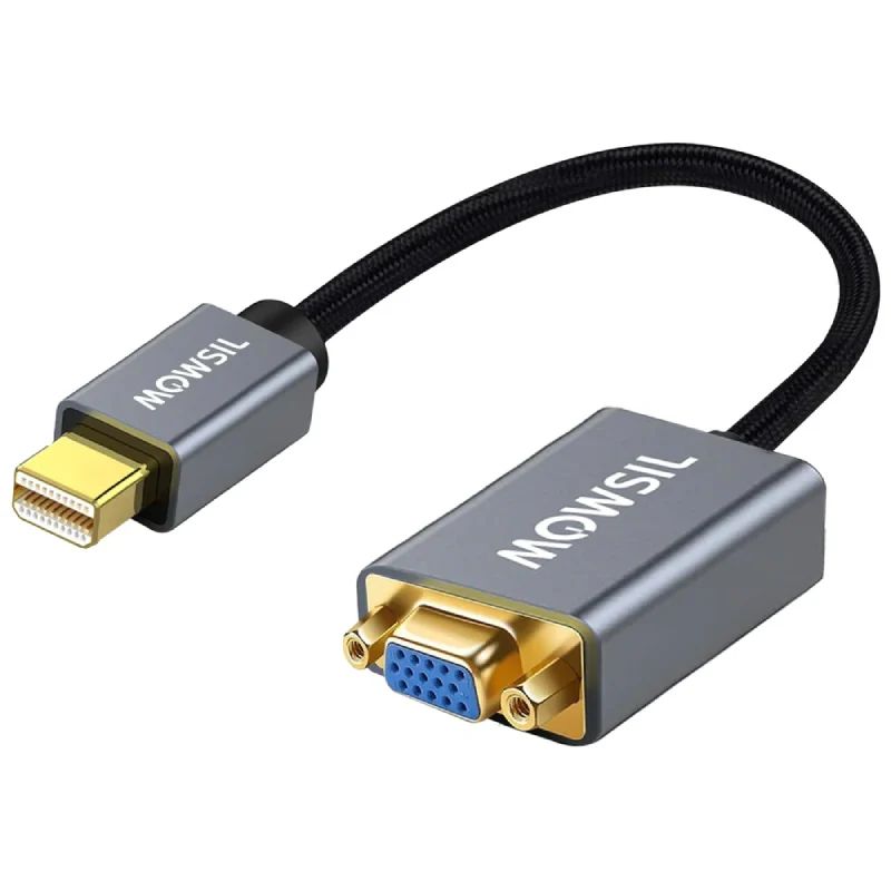 محول موسيل ميني ديسبلاي بورت إلى VGA، دقة 1080P بتردد 60 هرتز / فضي