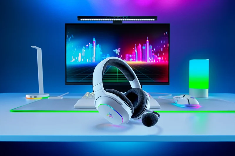 سماعة ألعاب ريزر باراكودا X كروما، لاسلكية، بلوتوث، أبيض