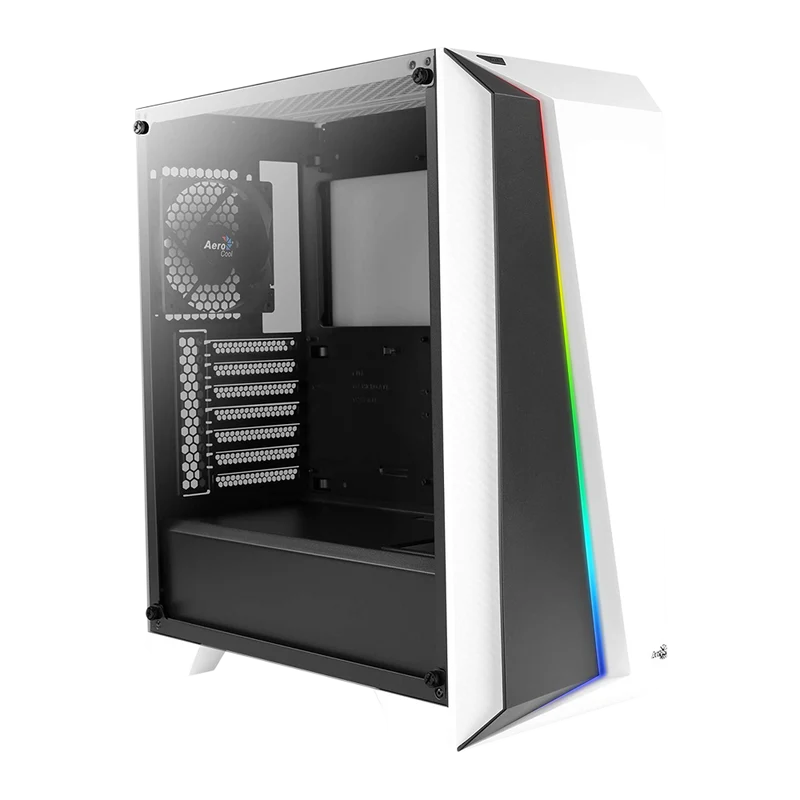 حافظة كمبيوتر إيروكول سايلون برو RGB، تاور متوسط، باللون الأبيض