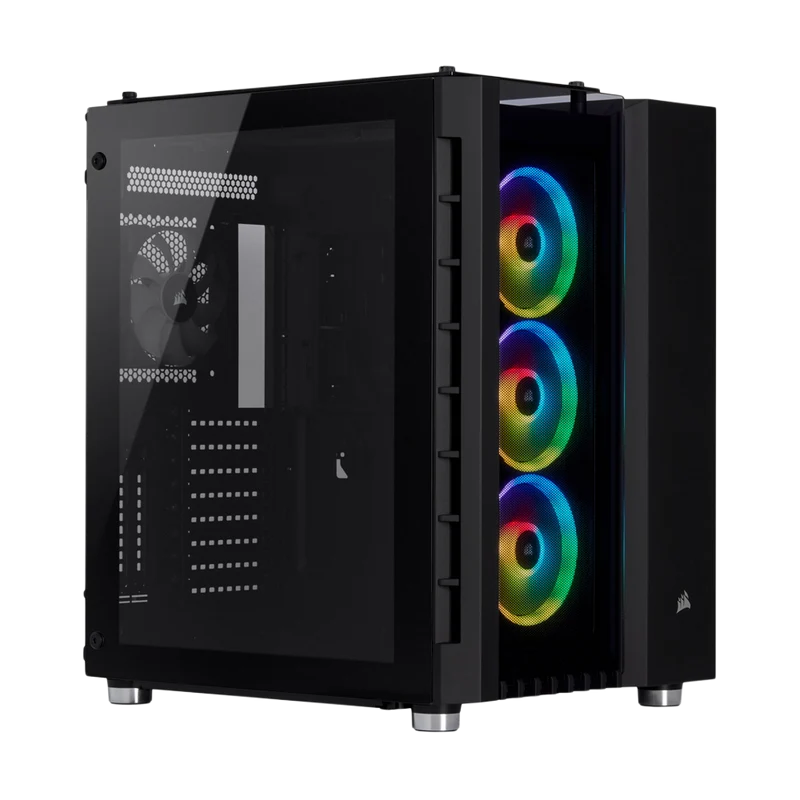 حافظة كورساير كريستال سيريز 680X RGB ميد تاور، أسود