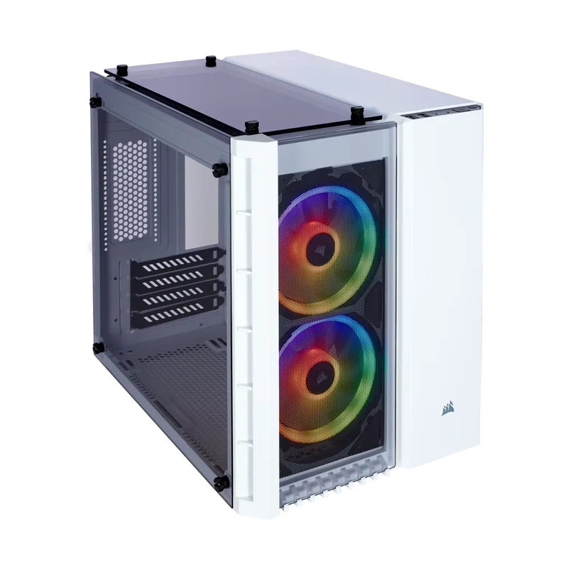 حافظة كمبيوتر كورسير سلسلة كريستال 280X RGB، مايكرو تاور، باللون الأبيض