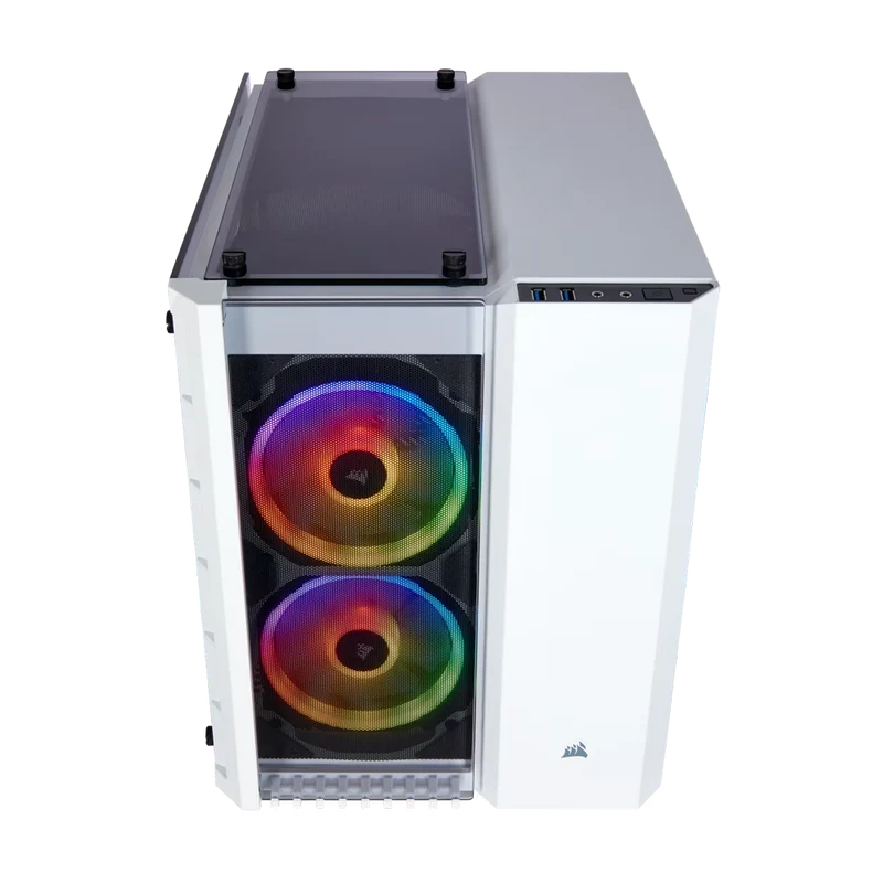 حافظة كمبيوتر كورسير سلسلة كريستال 280X RGB، مايكرو تاور، باللون الأبيض