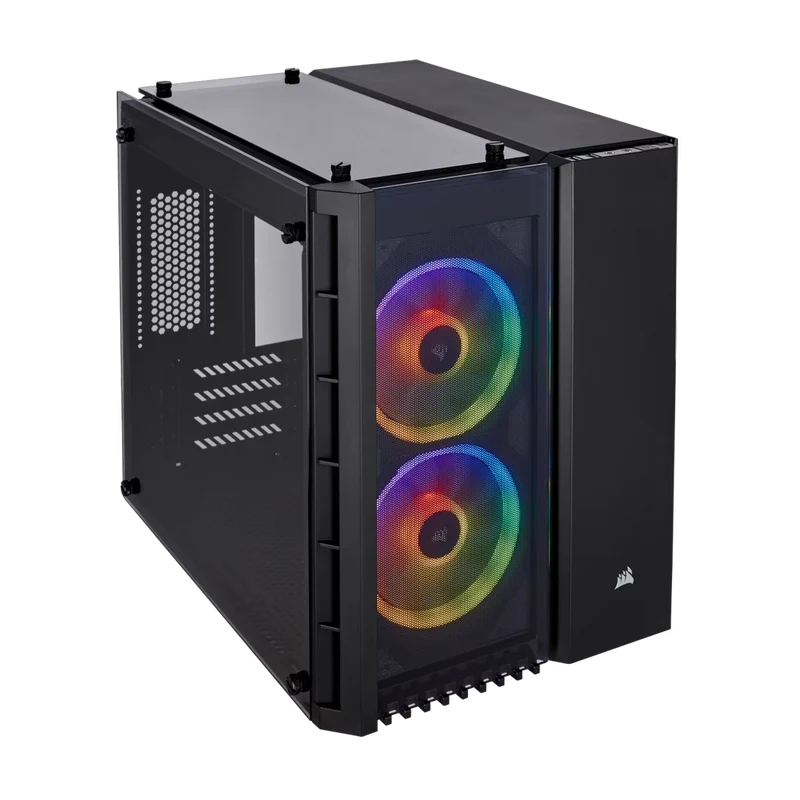حافظة كورسير سلسلة كريستال 280X RGB، Micro ATX، باللون الأسود