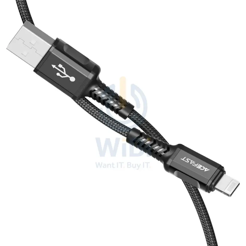 ACEFAST C1-02 USB-A to Lightning aluminum alloy charging data cable - Black