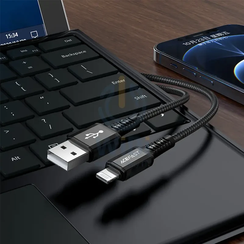 ACEFAST C1-02 USB-A to Lightning aluminum alloy charging data cable - Black