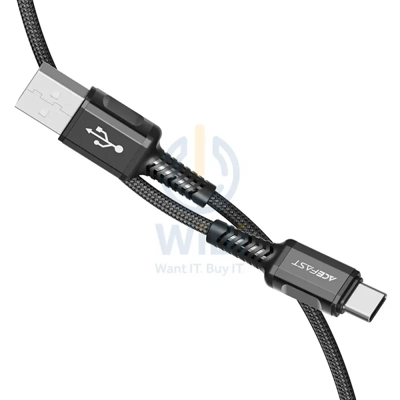 ACEFAST C1-04 USB-A to USB-C aluminum alloy charging data cable - Black